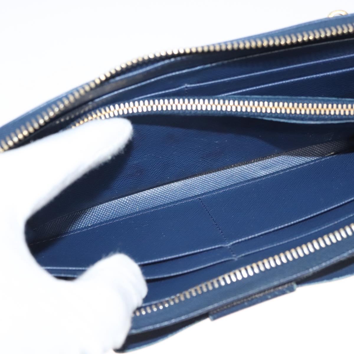 PRADA Long Wallet Safiano leather Blue Auth 121255