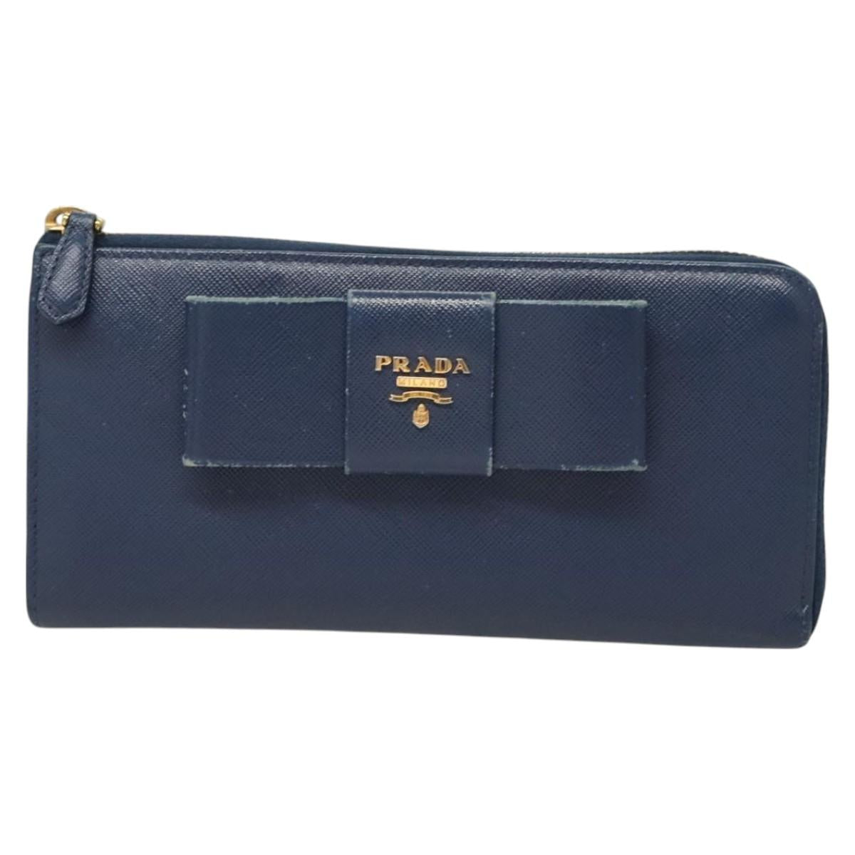 PRADA Long Wallet Safiano leather Blue Auth 121255