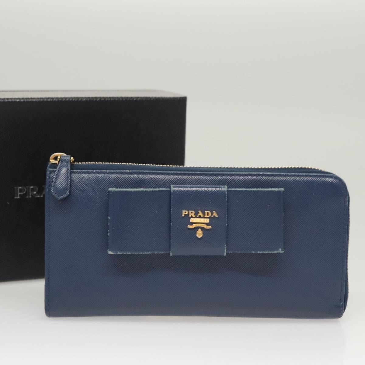 PRADA Long Wallet Safiano leather Blue Auth 121255