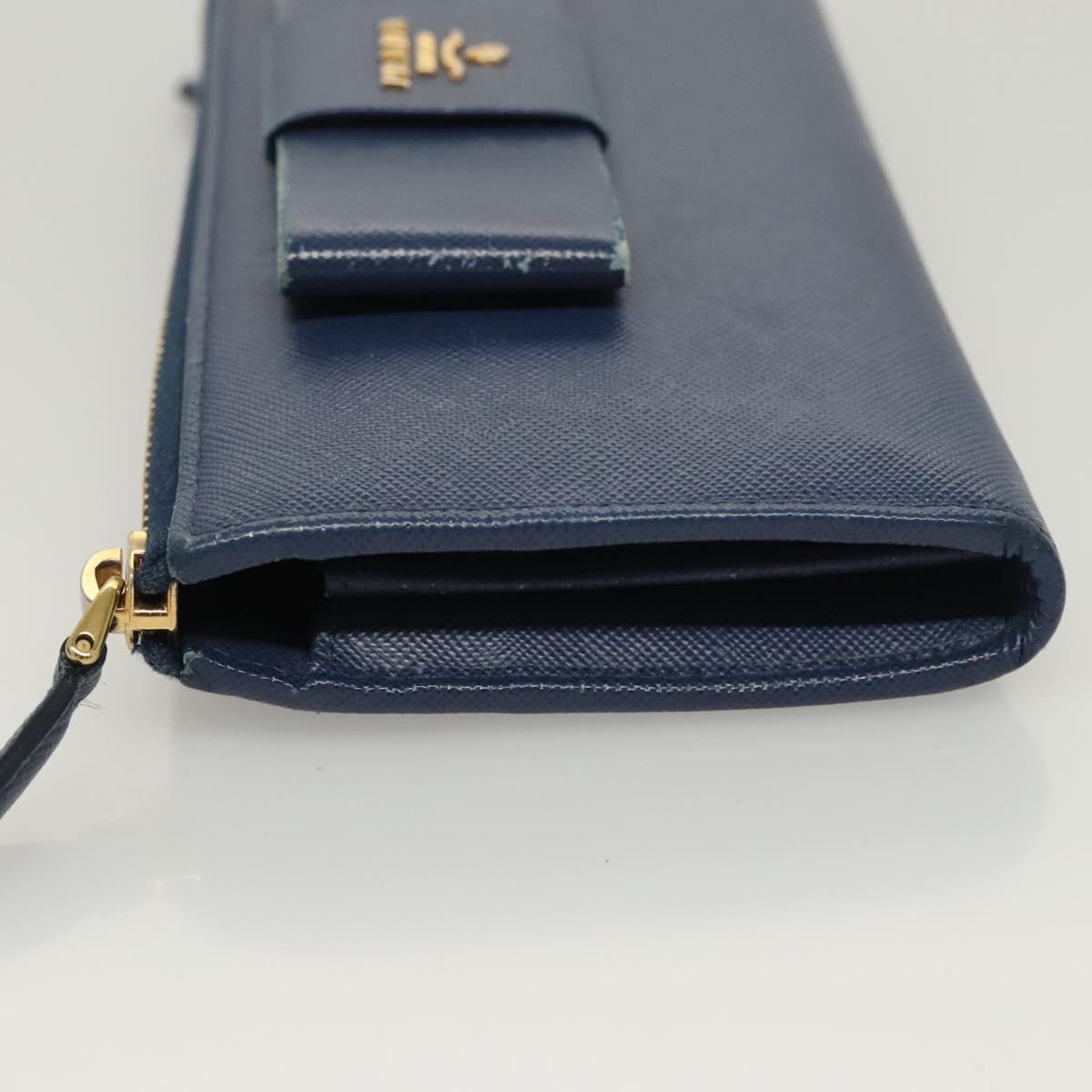 PRADA Long Wallet Safiano leather Blue Auth 121255