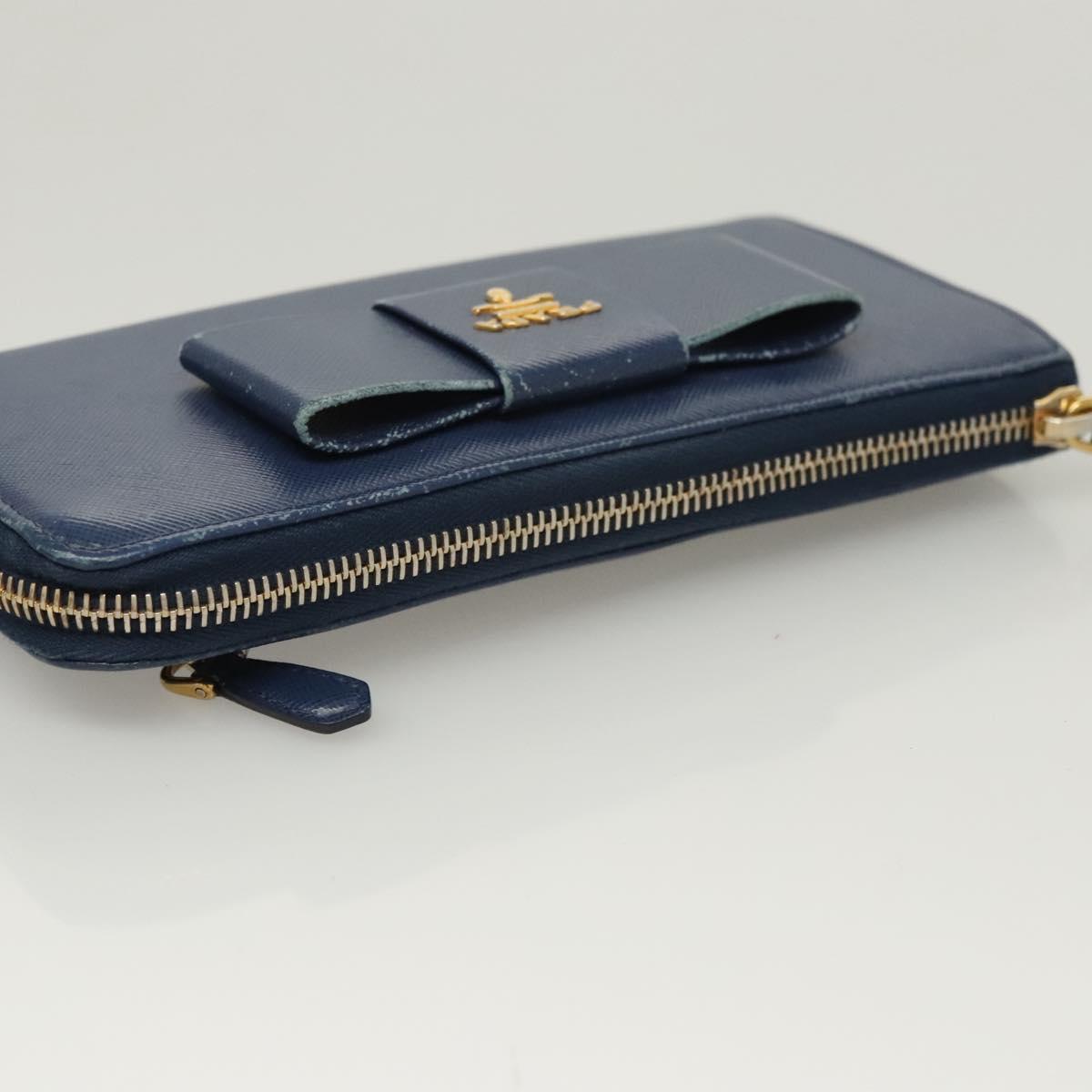 PRADA Long Wallet Safiano leather Blue Auth 121255