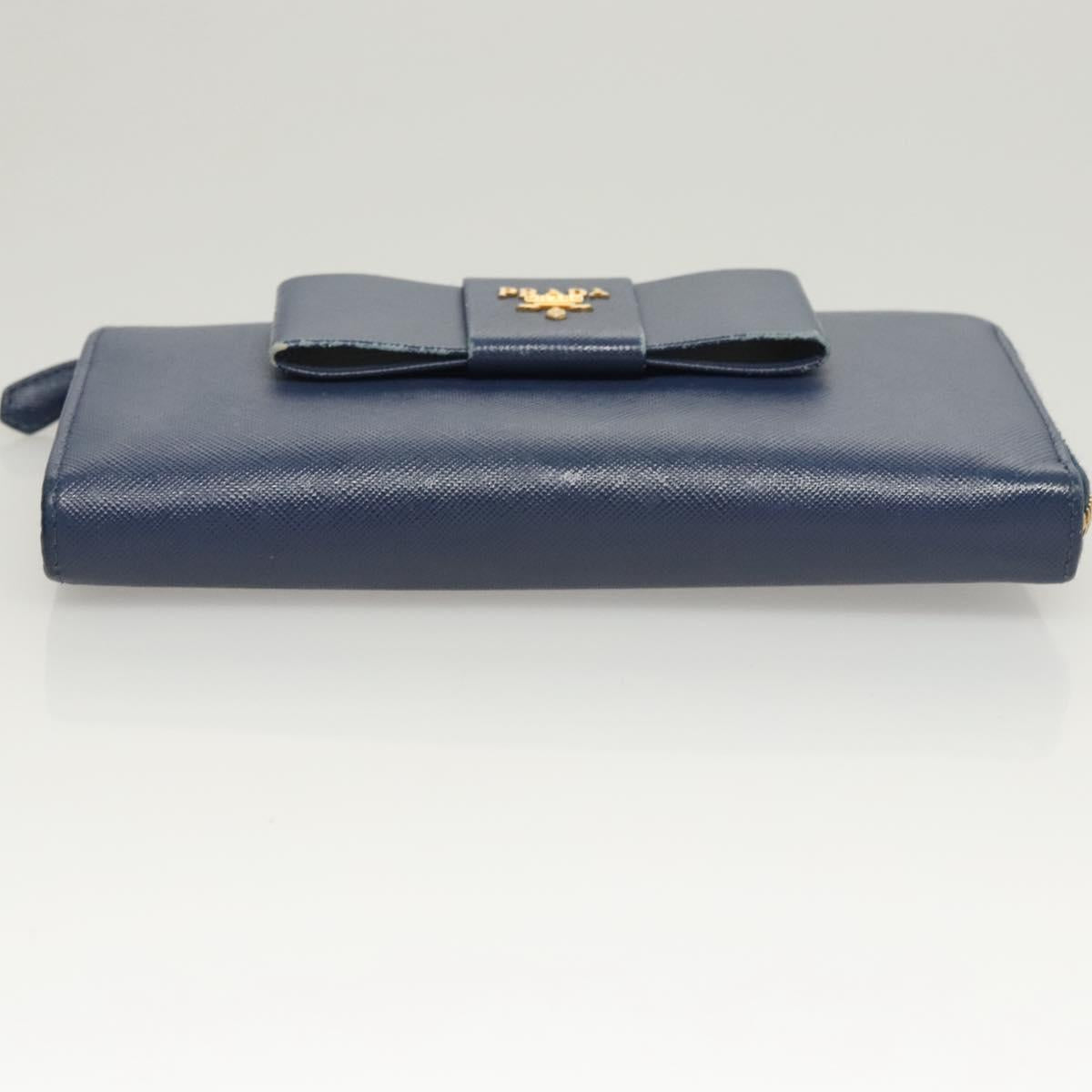 PRADA Long Wallet Safiano leather Blue Auth 121255