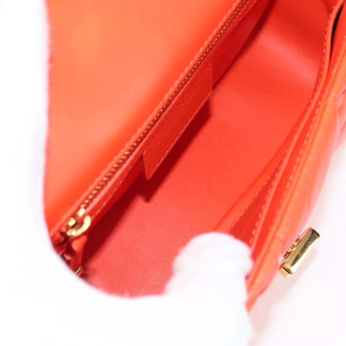 Christian Dior CARO Calo Microcannage Shoulder Bag Leather Orange Auth 121261SAM