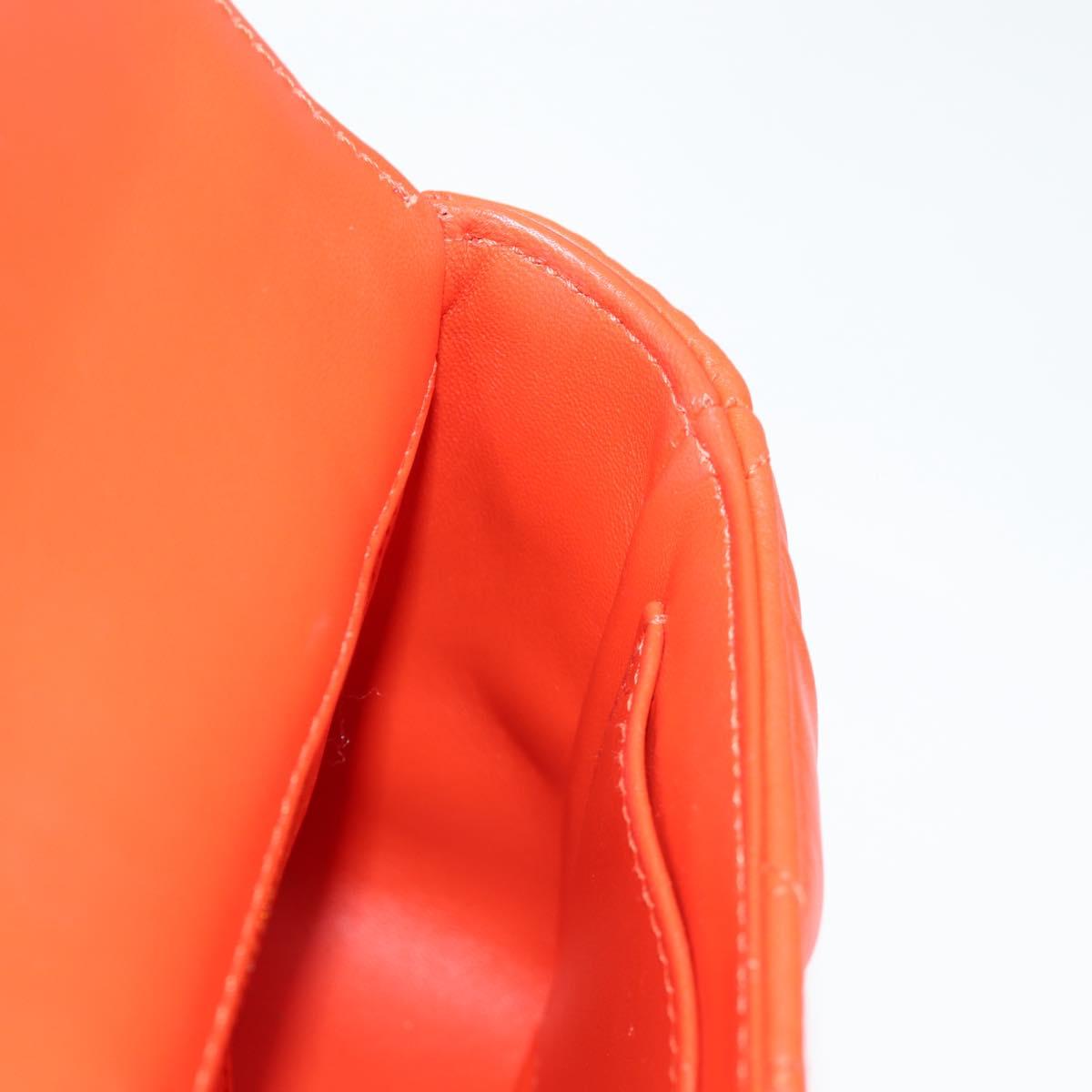 Christian Dior CARO Calo Microcannage Shoulder Bag Leather Orange Auth 121261SAM