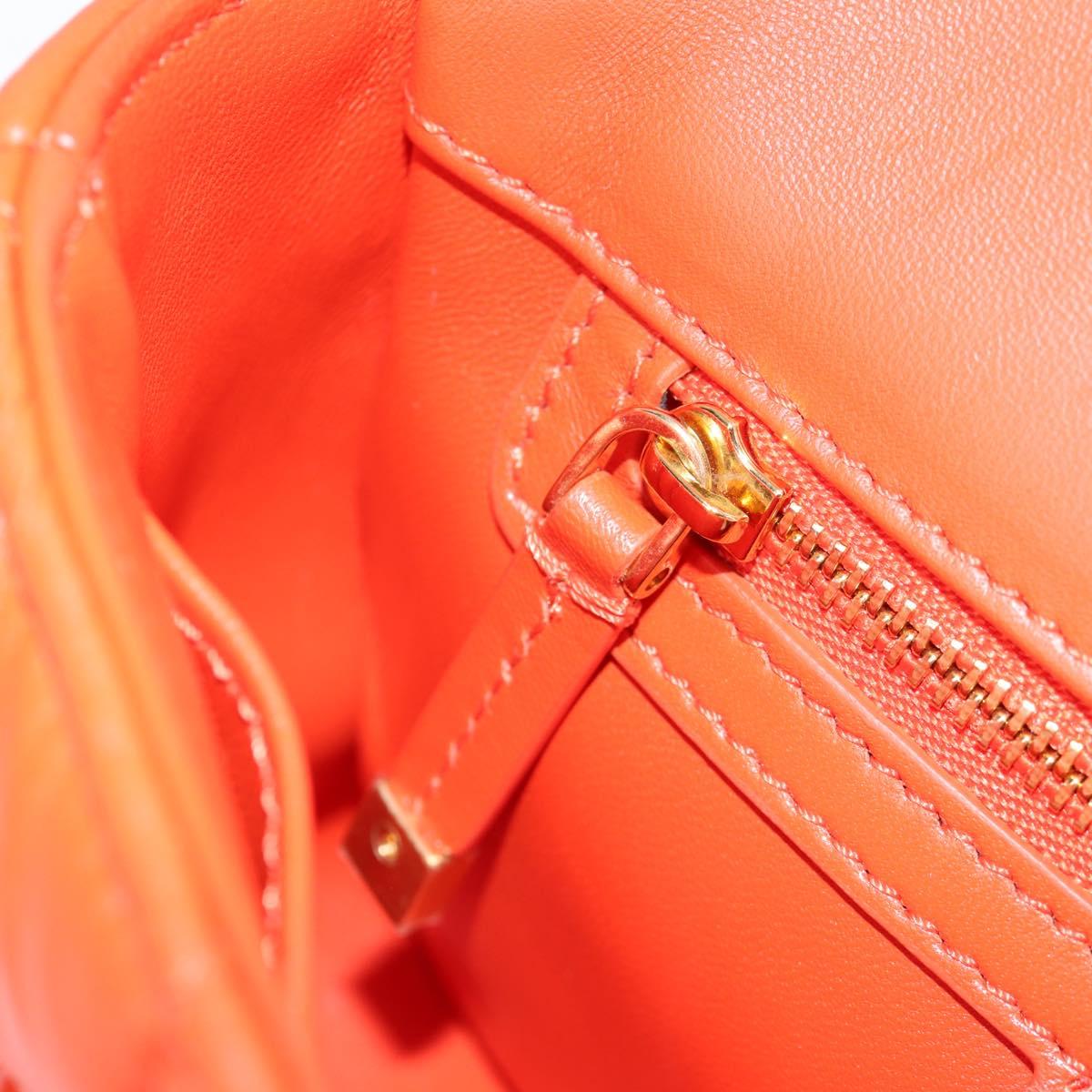 Christian Dior CARO Calo Microcannage Shoulder Bag Leather Orange Auth 121261SAM