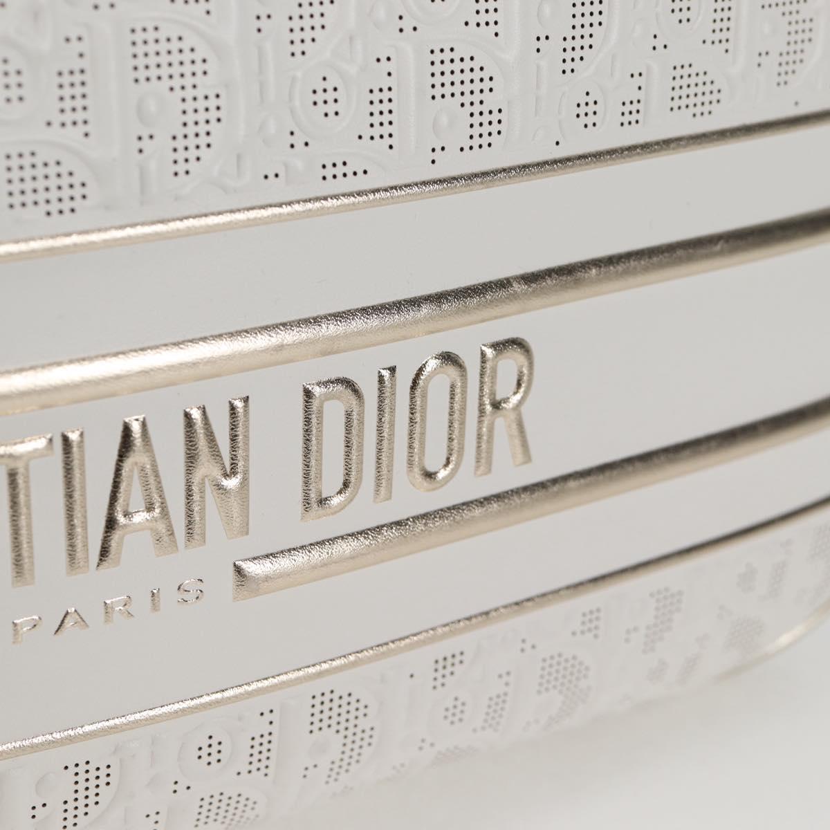 Christian Dior Medium Classic Bowling Bag Bag Leather White Gold Auth 121262SAM