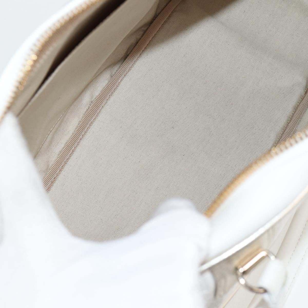Christian Dior Medium Classic Bowling Bag Bag Leather White Gold Auth 121262SAM