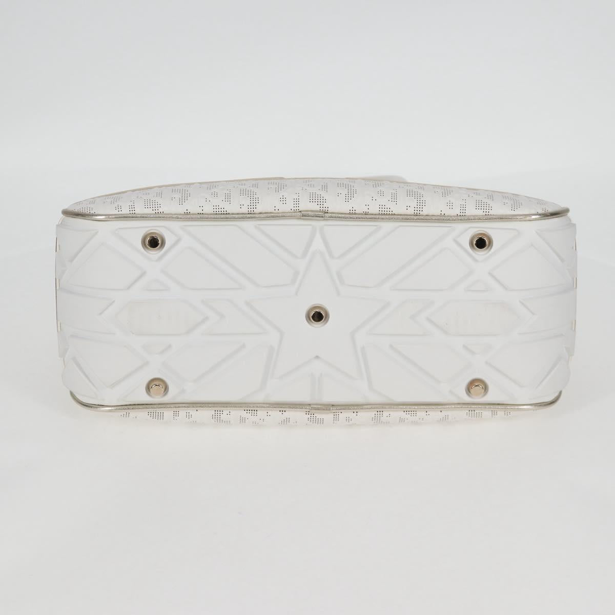 Christian Dior Medium Classic Bowling Bag Bag Leather White Gold Auth 121262SAM