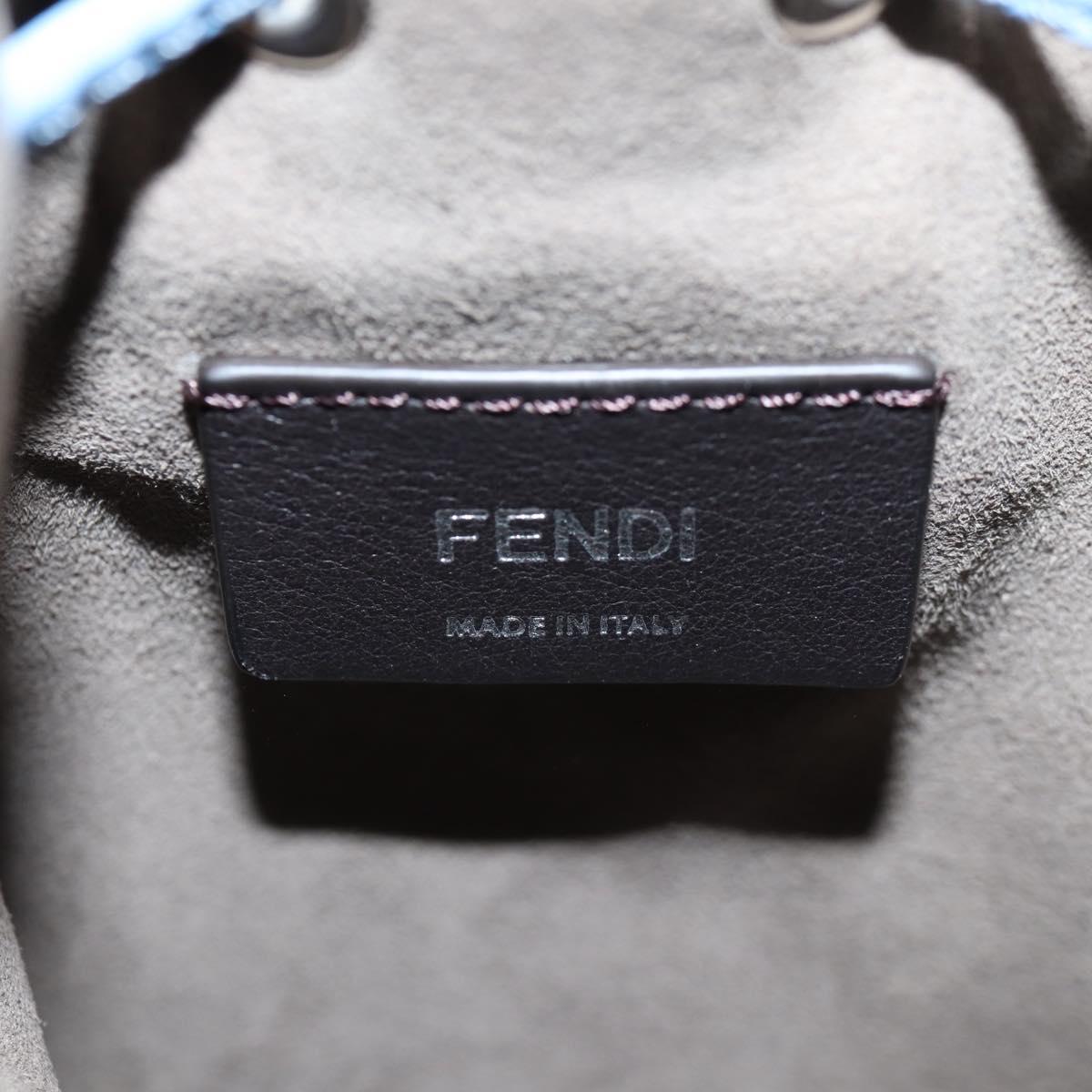 FENDI Mini Montrezor Shoulder Bag Leather Light Blue Silver 8BS010 Auth 121266M
