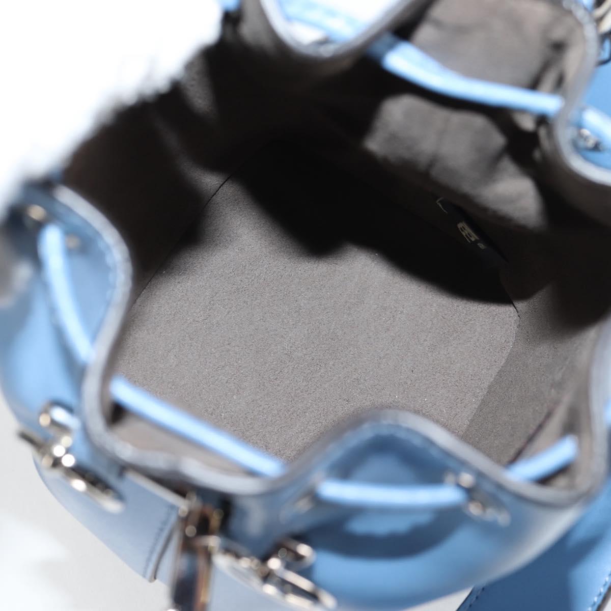 FENDI Mini Montrezor Shoulder Bag Leather Light Blue Silver 8BS010 Auth 121266M