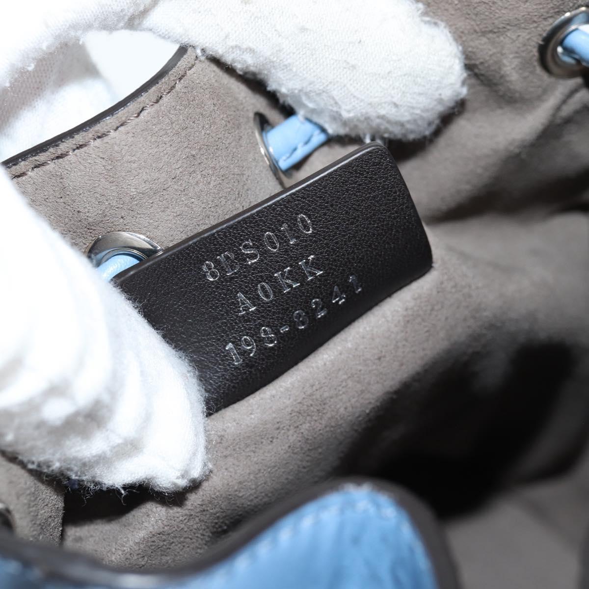 FENDI Mini Montrezor Shoulder Bag Leather Light Blue Silver 8BS010 Auth 121266M