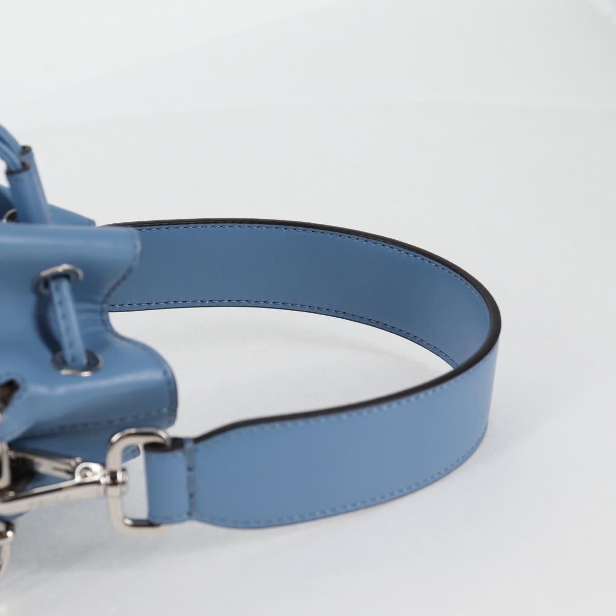 FENDI Mini Montrezor Shoulder Bag Leather Light Blue Silver 8BS010 Auth 121266M