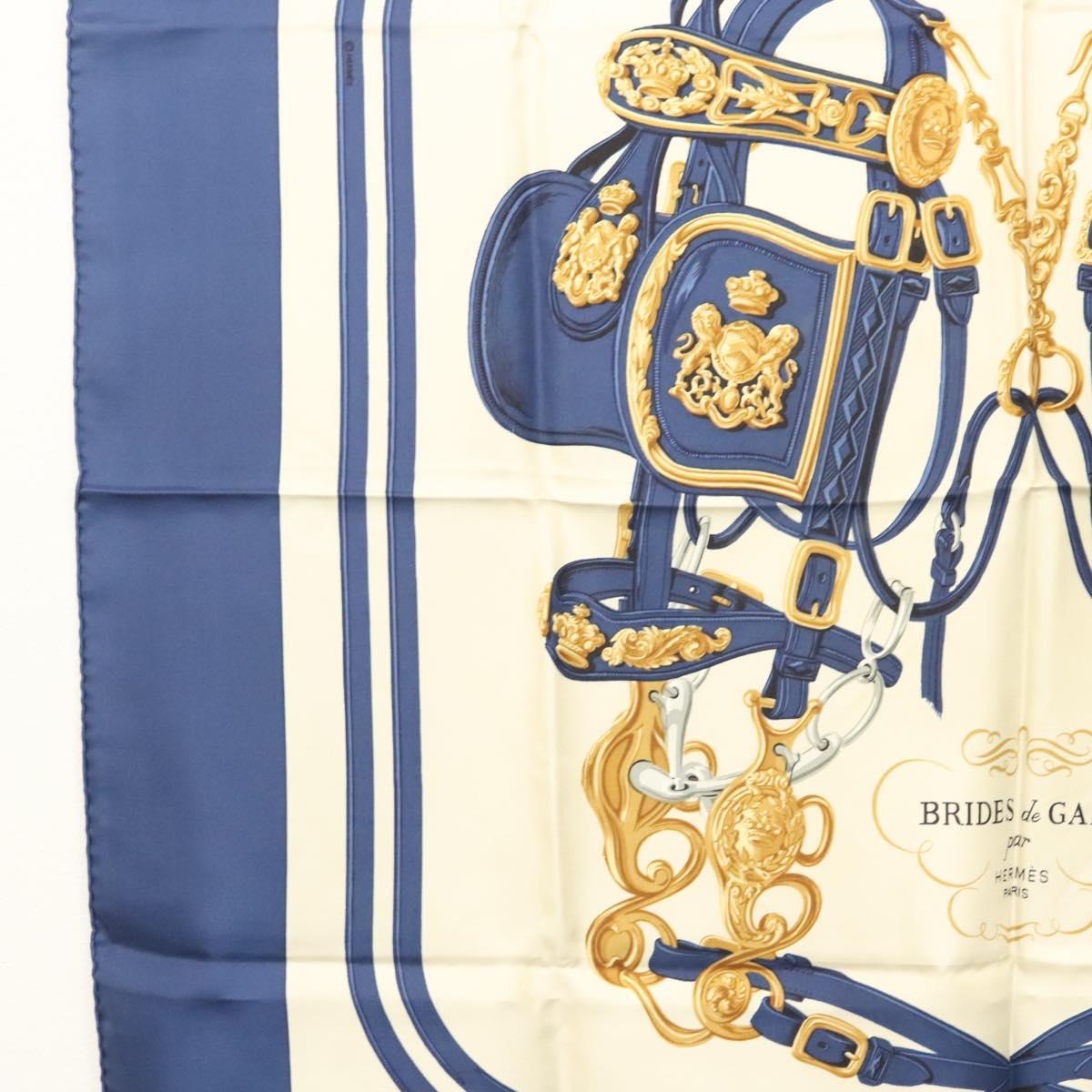 HERMES Carre 90 Scarf ""BRIDES de GALA"" Silk Blue Auth 121275