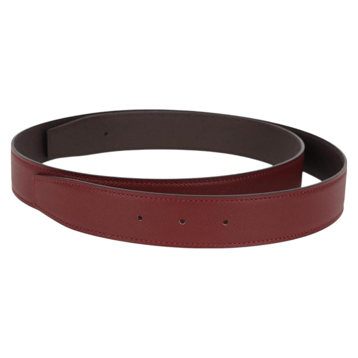 HERMES Constance Belt Leather 48"" Wine Red Auth 121287M