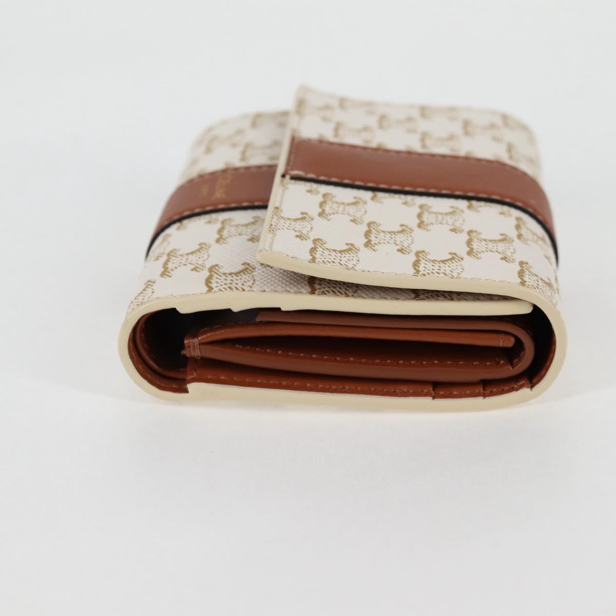 CELINE Triomphe Mini Wallet PVC Beige Auth 121289M