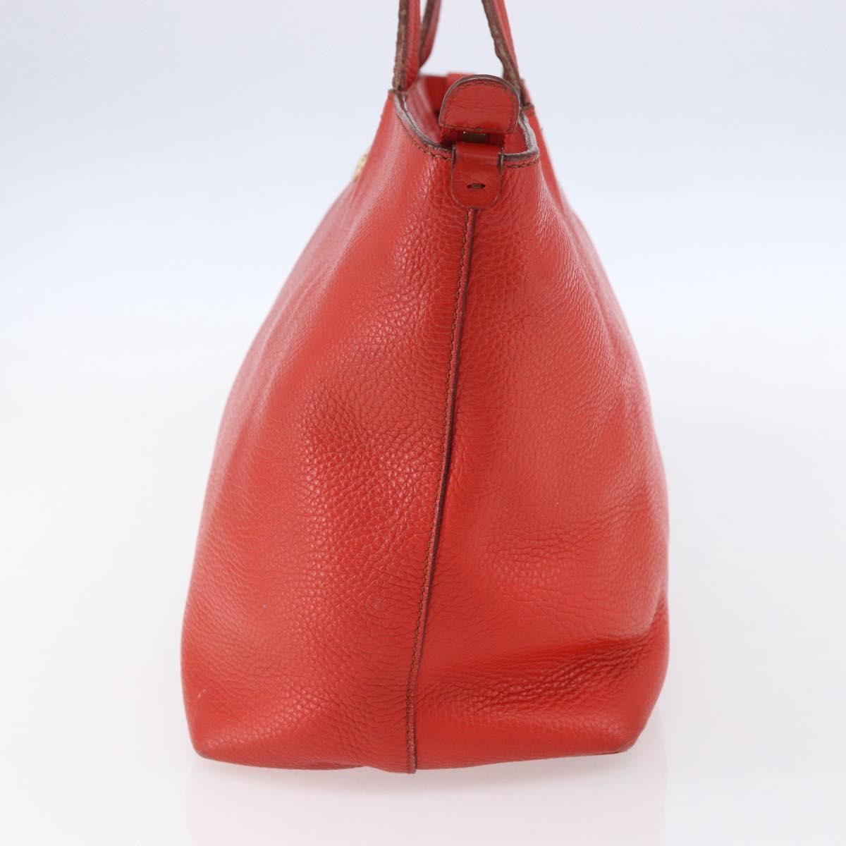 Salvatore Ferragamo Tote Bag Leather Red Gold Auth 121300