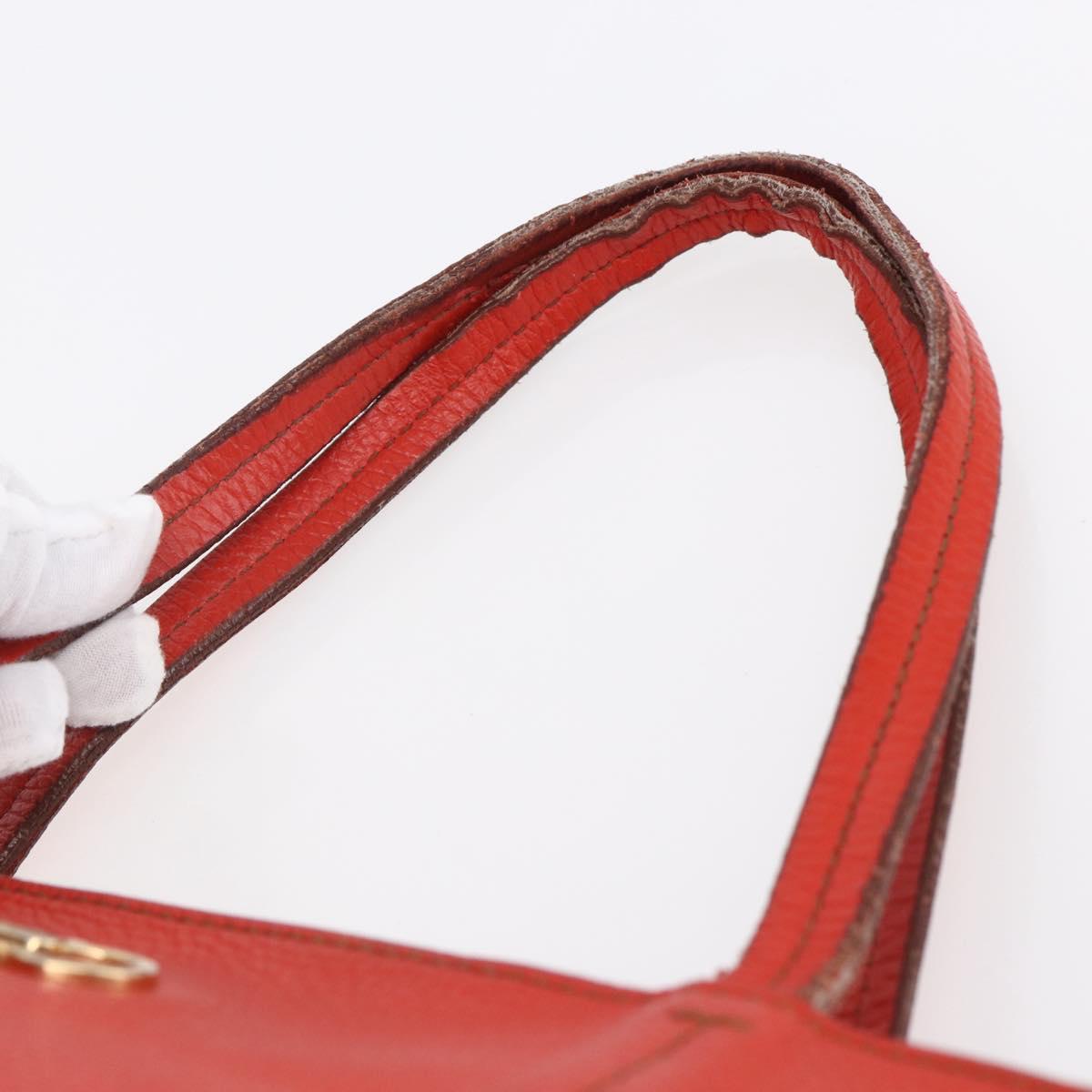 Salvatore Ferragamo Tote Bag Leather Red Gold Auth 121300