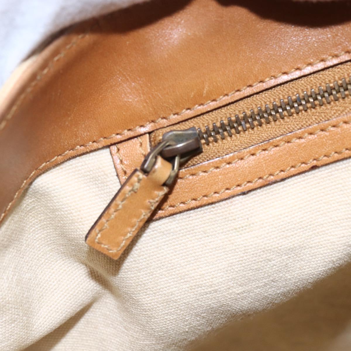 GUCCI Shoulder Bag Canvas Leather Beige Brown 109133 Auth 121302