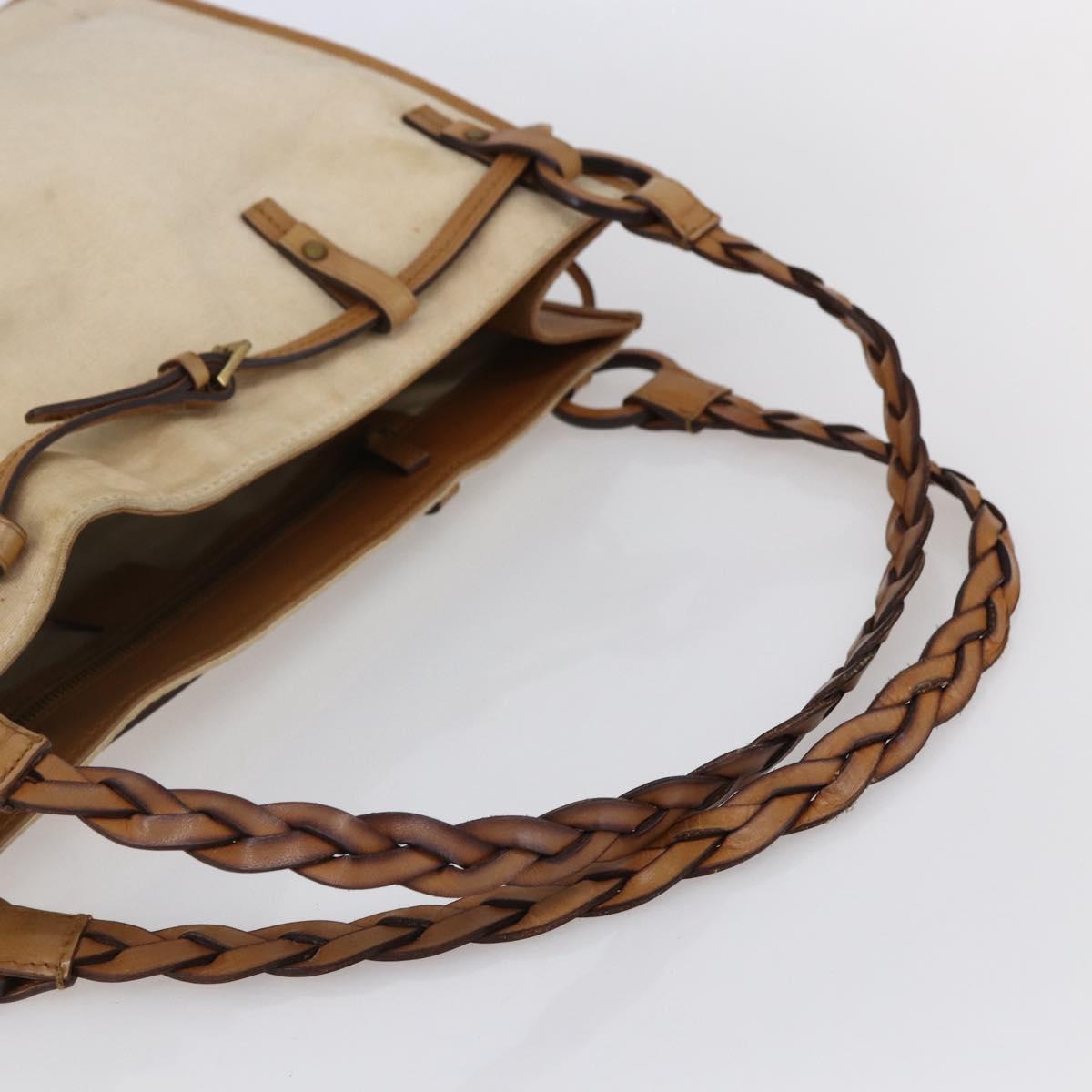 GUCCI Shoulder Bag Canvas Leather Beige Brown 109133 Auth 121302