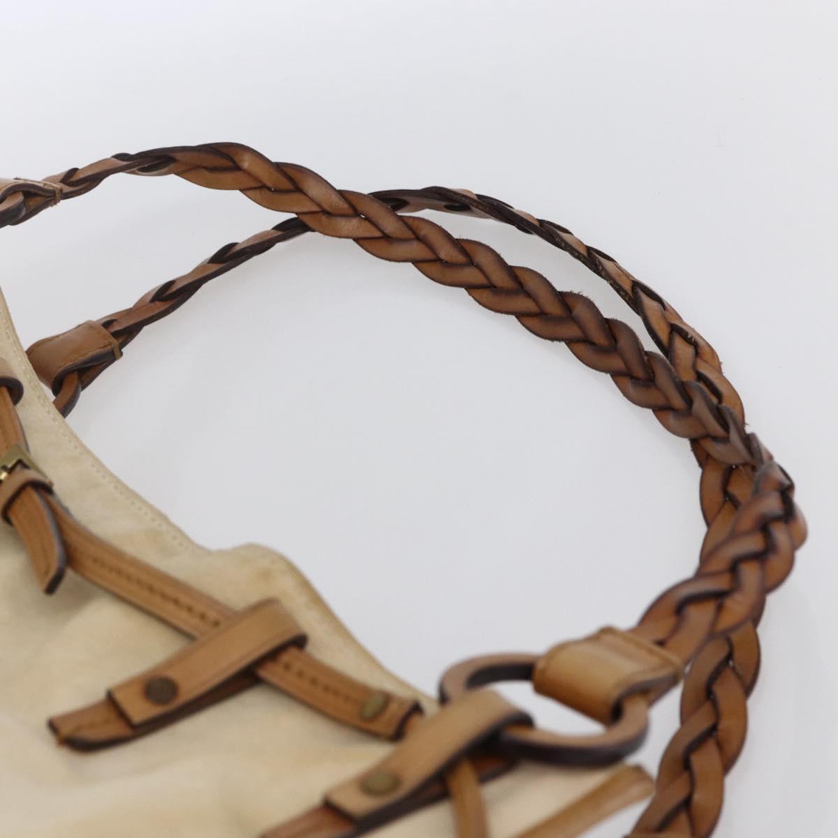 GUCCI Shoulder Bag Canvas Leather Beige Brown 109133 Auth 121302