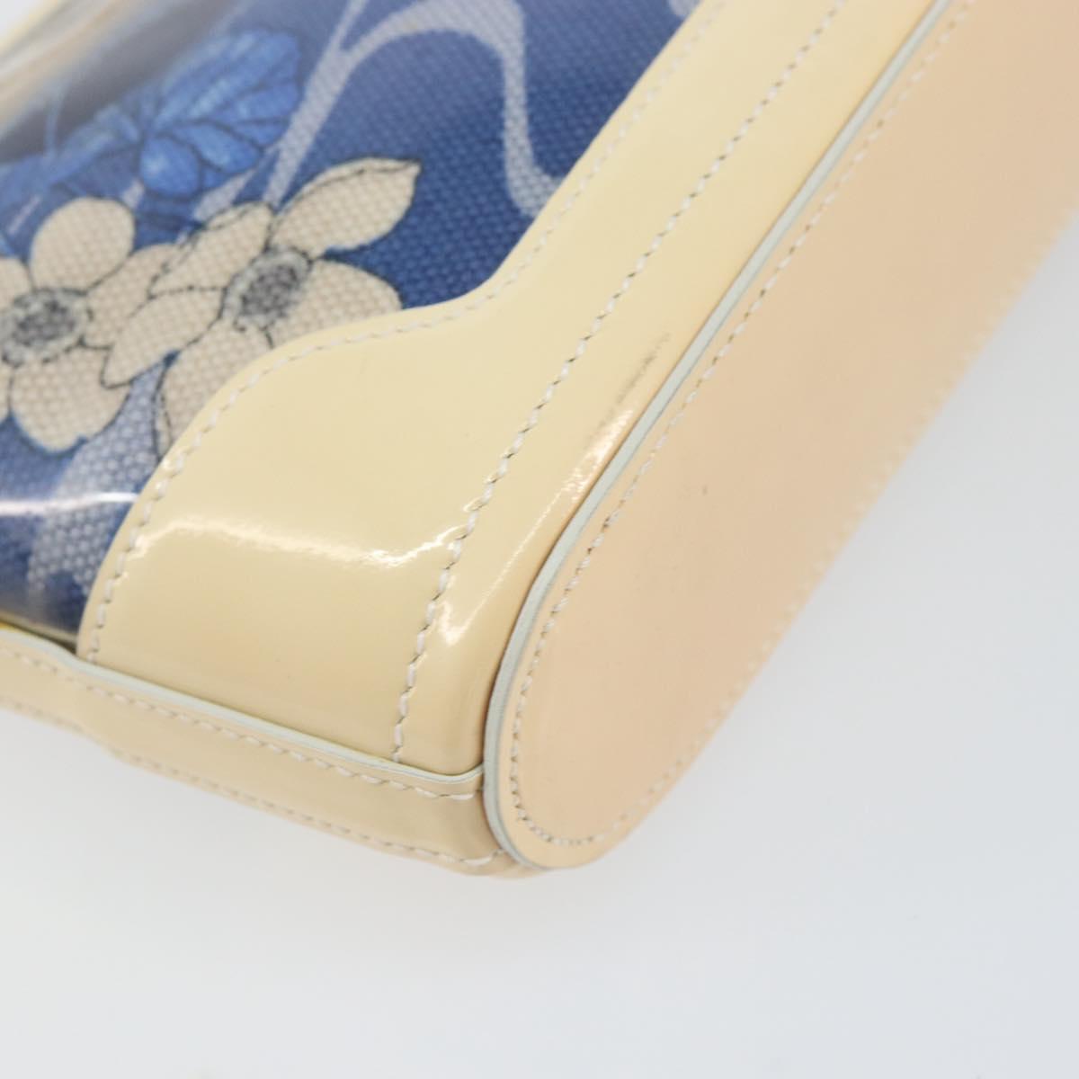 Salvatore Ferragamo Shoulder Bag Enamel Cream Blue Auth 121303