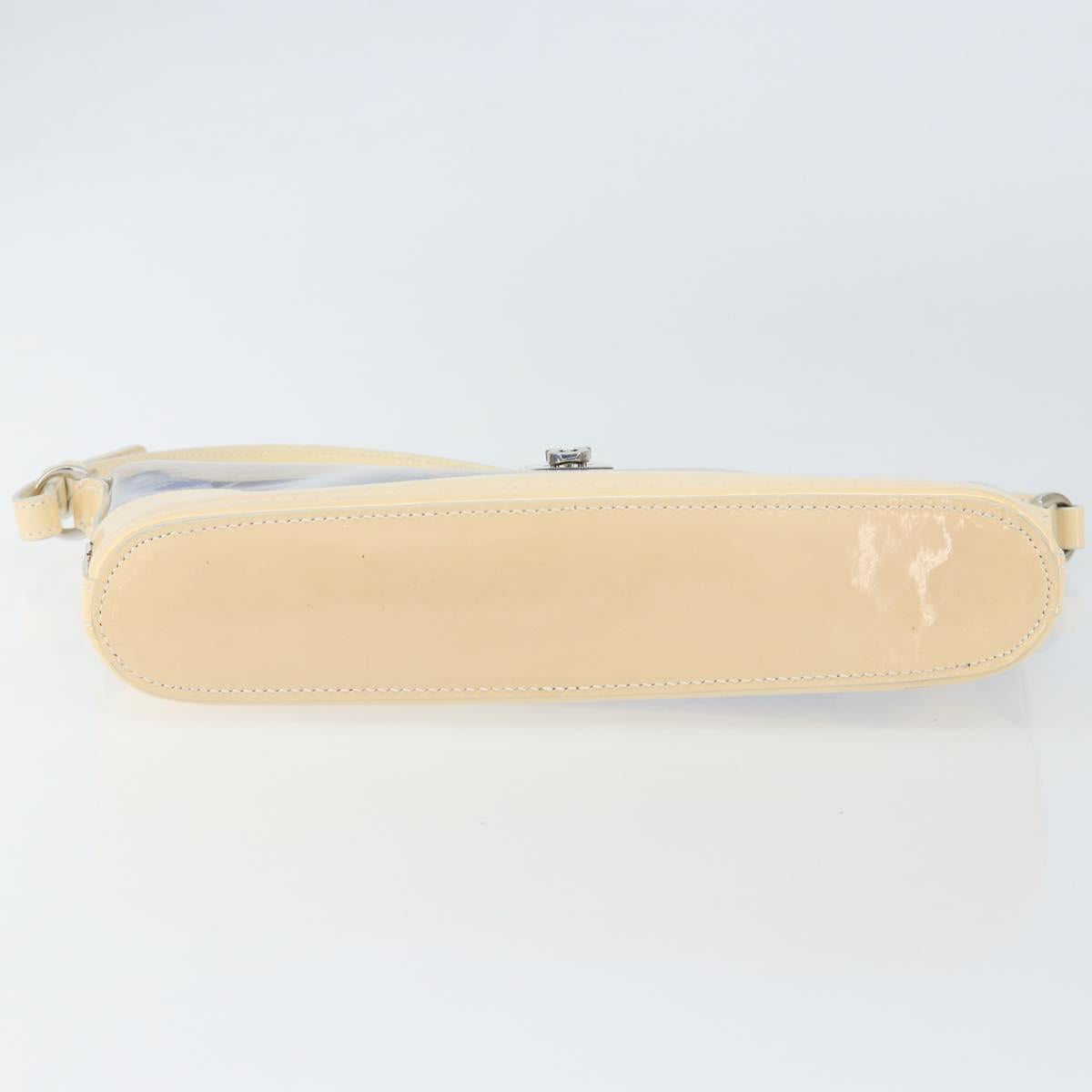 Salvatore Ferragamo Shoulder Bag Enamel Cream Blue Auth 121303