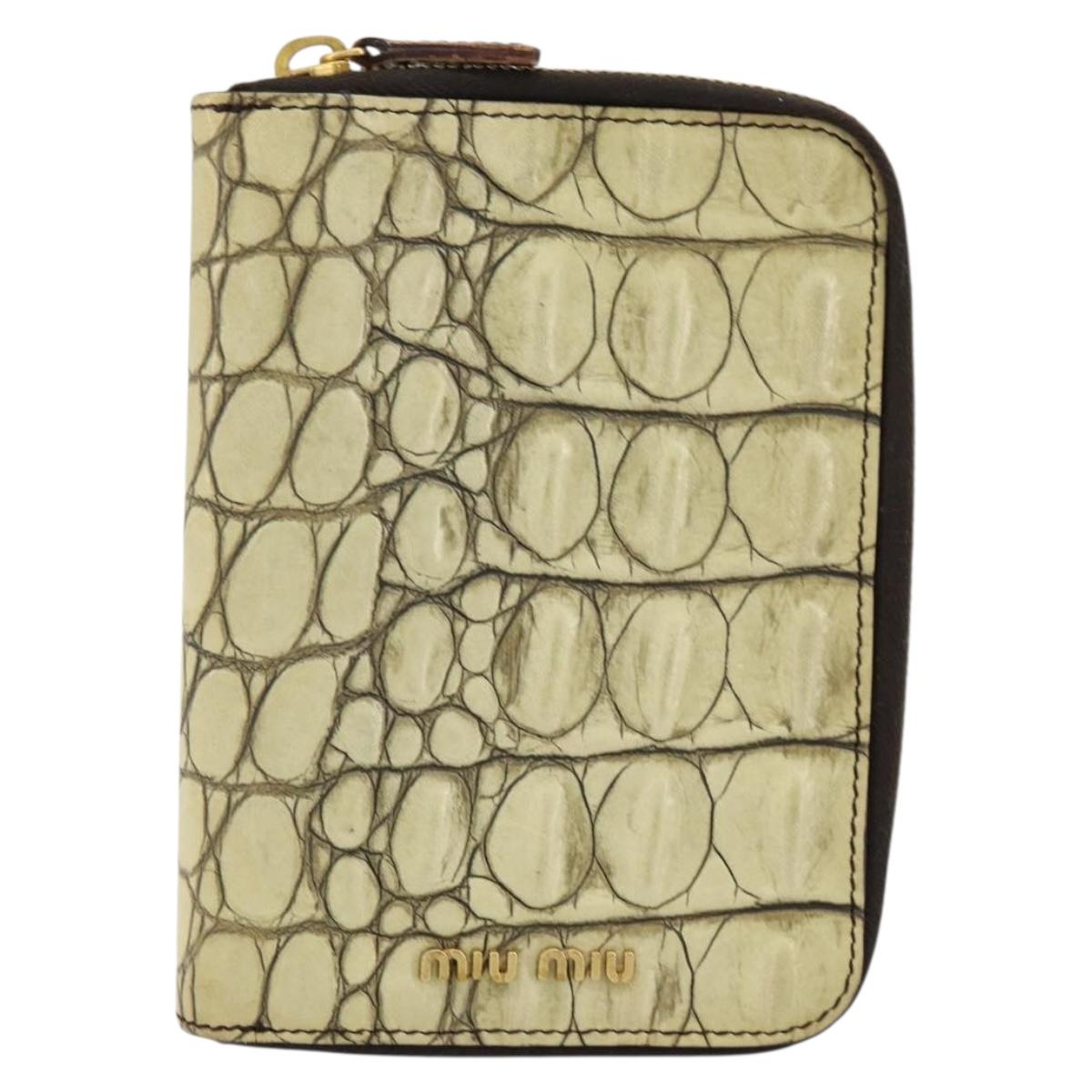 Miu Miu Day Planner Cover Leather Embossed Cream Auth 121305