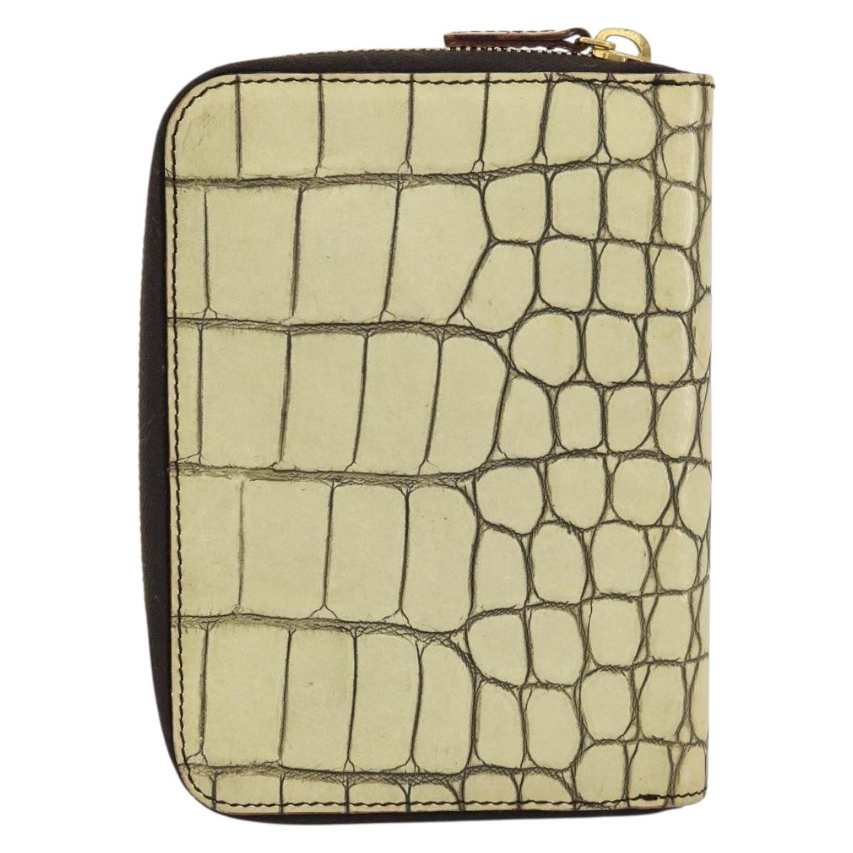 Miu Miu Day Planner Cover Leather Embossed Cream Auth 121305