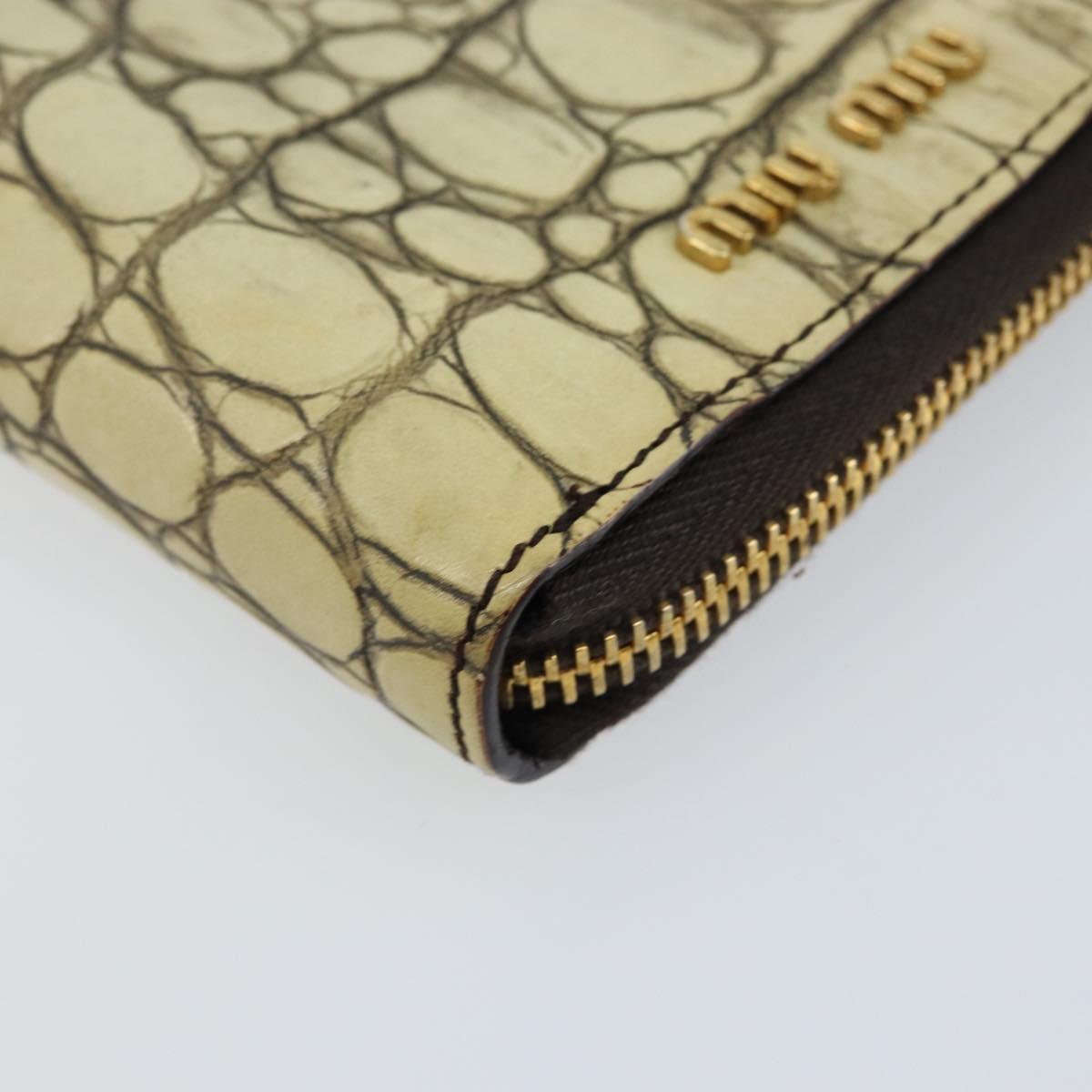 Miu Miu Day Planner Cover Leather Embossed Cream Auth 121305