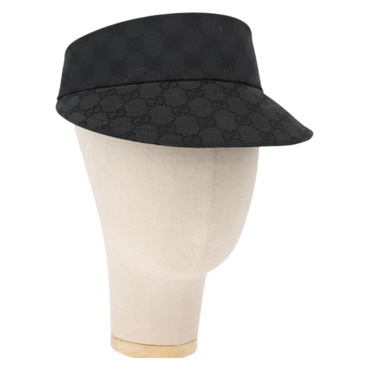 GUCCI GG Canvas Web Sherry Line Sun Visor S Black Red Auth 121306