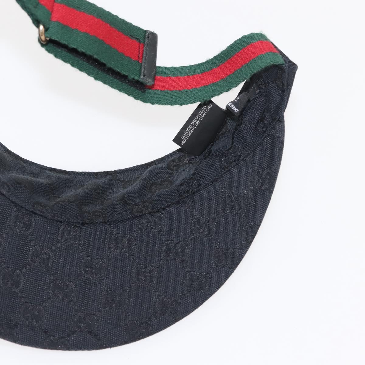 GUCCI GG Canvas Web Sherry Line Sun Visor S Black Red Auth 121306