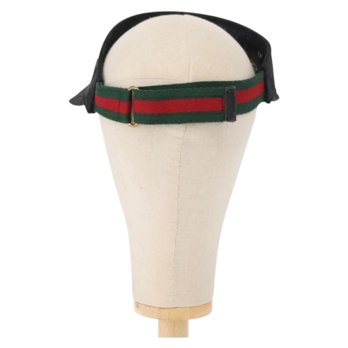 GUCCI GG Canvas Web Sherry Line Sun Visor S Black Red Auth 121306