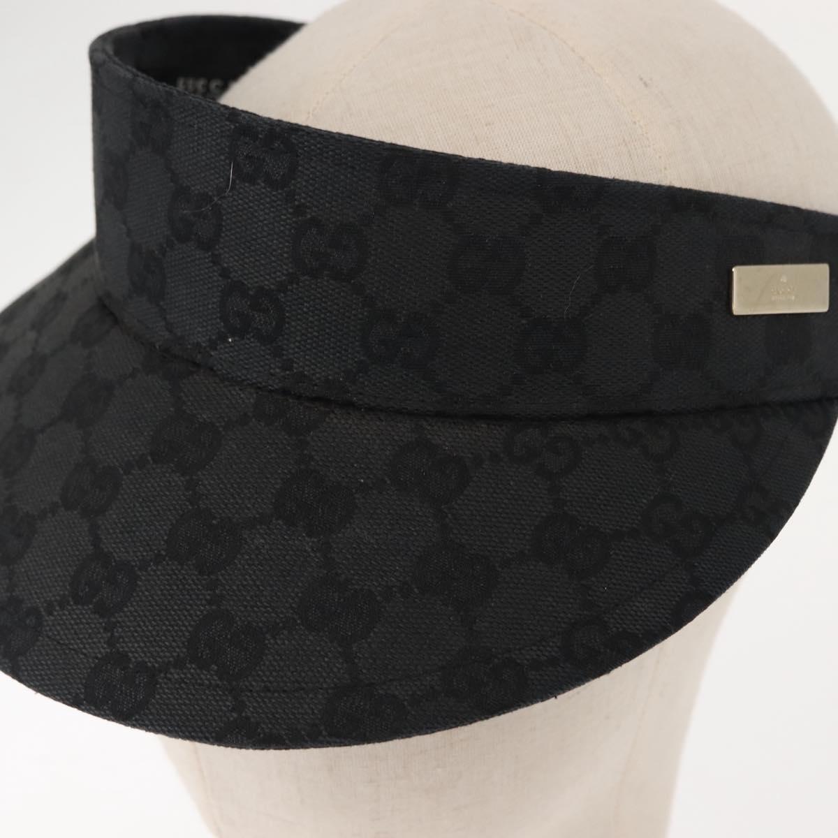 GUCCI GG Canvas Web Sherry Line Sun Visor S Black Red Auth 121306