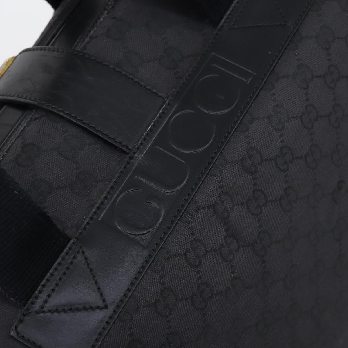 GUCCI GG Canvas Boston Bag Black Gold Auth 121312