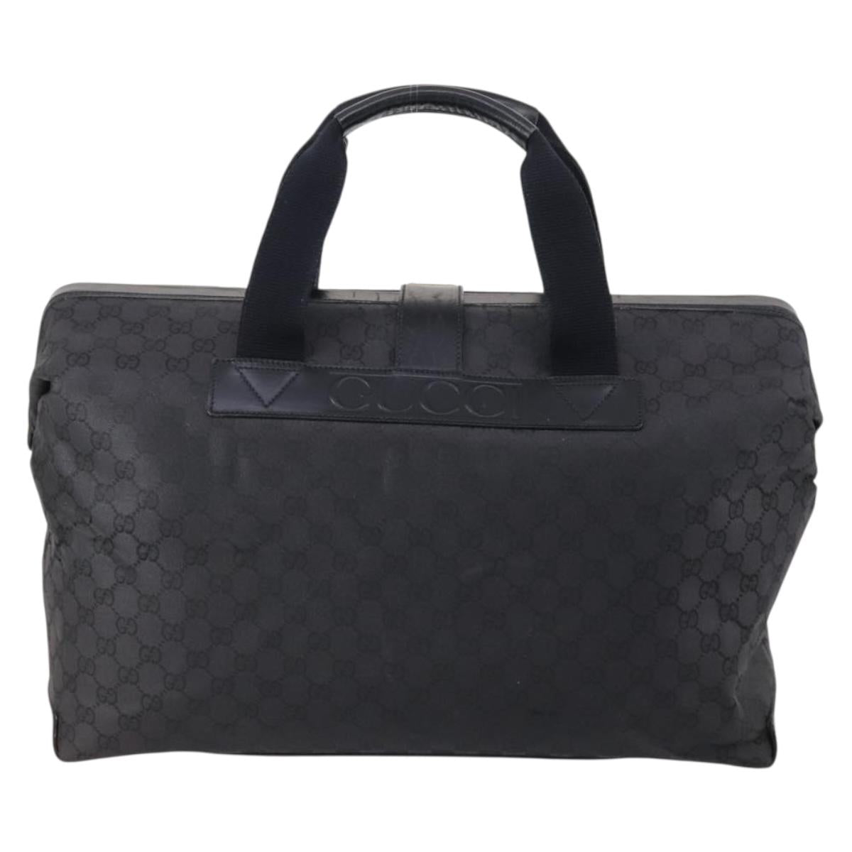 GUCCI GG Canvas Boston Bag Black Gold Auth 121312