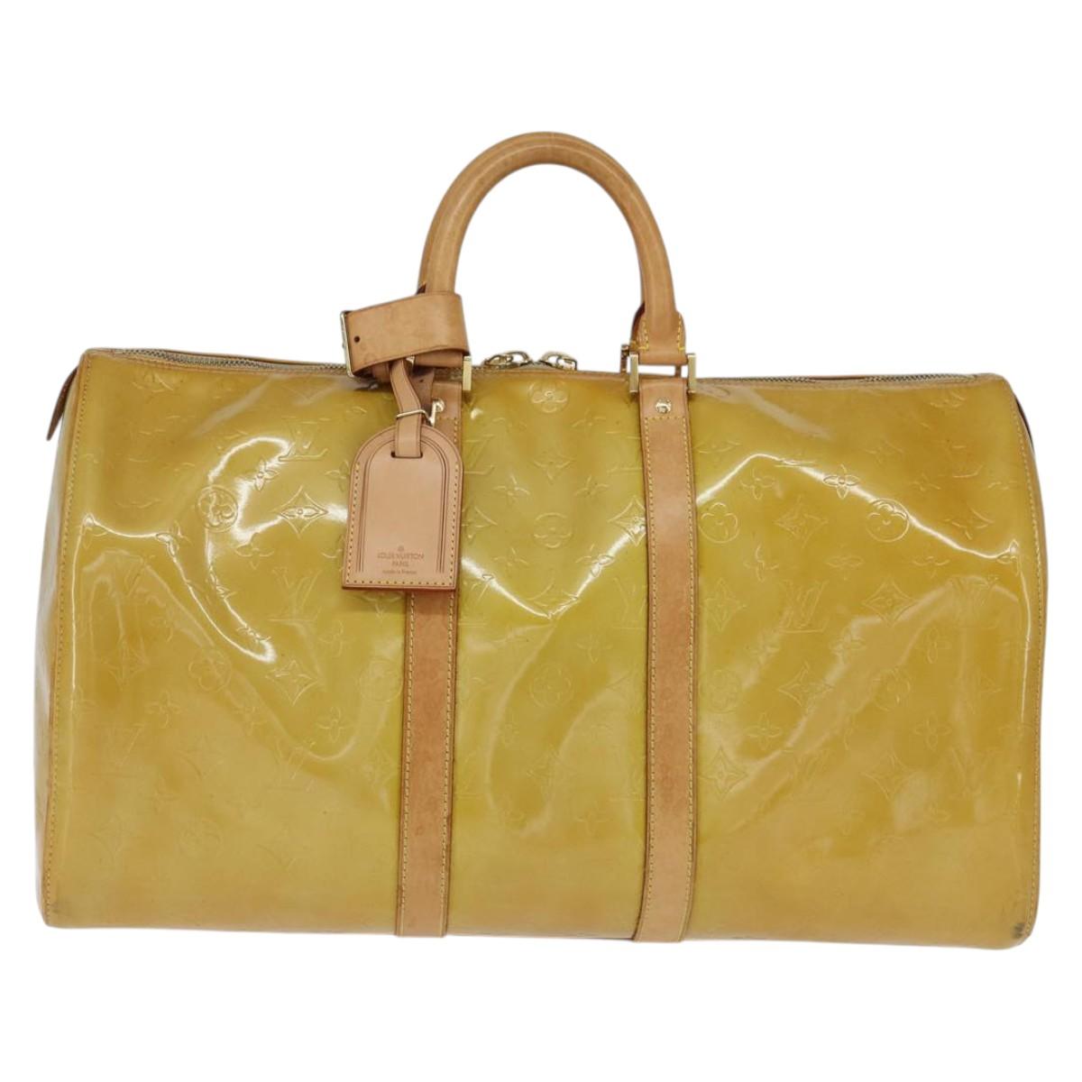 LOUIS VUITTON Monogram Vernis Mercer Boston Bag Beige M91000 LV Auth 121313