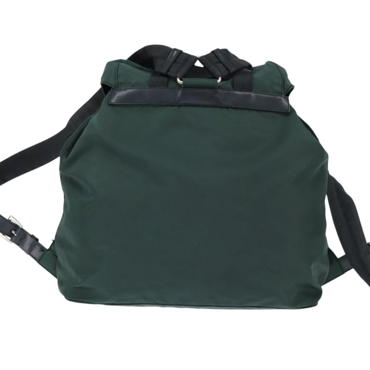 PRADA Backpack Nylon Khaki Silver Auth 121319