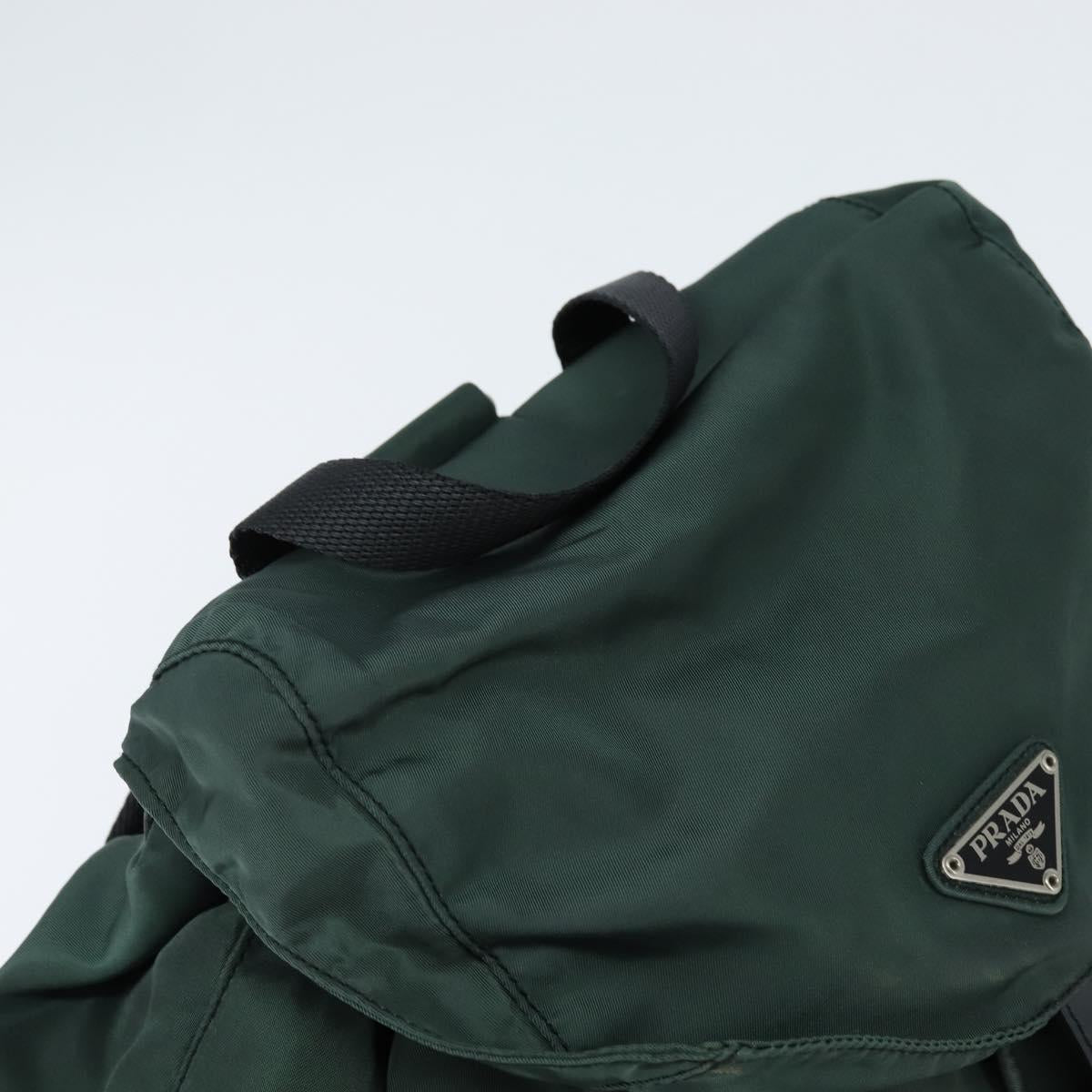 PRADA Backpack Nylon Khaki Silver Auth 121319