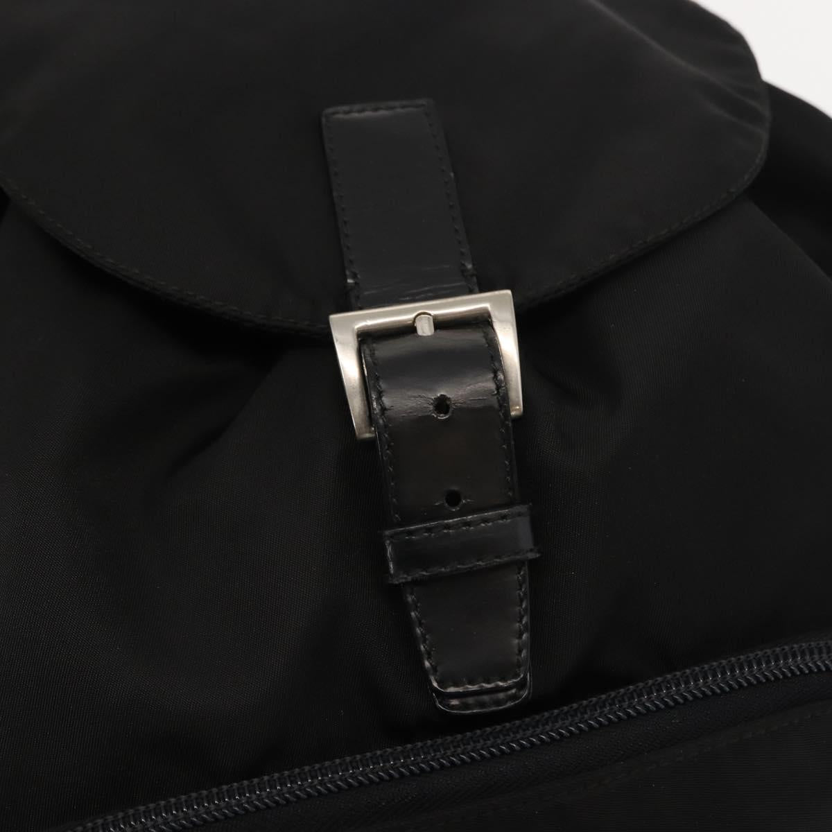 PRADA Backpack Nylon Black Silver Auth 121320