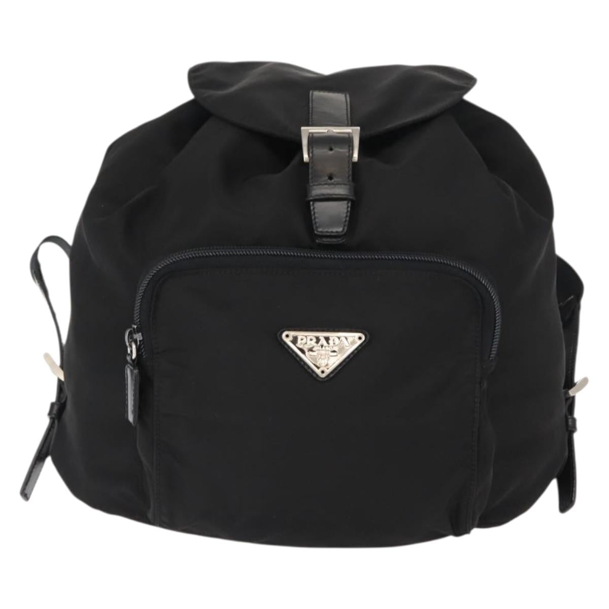PRADA Backpack Nylon Black Silver Auth 121320