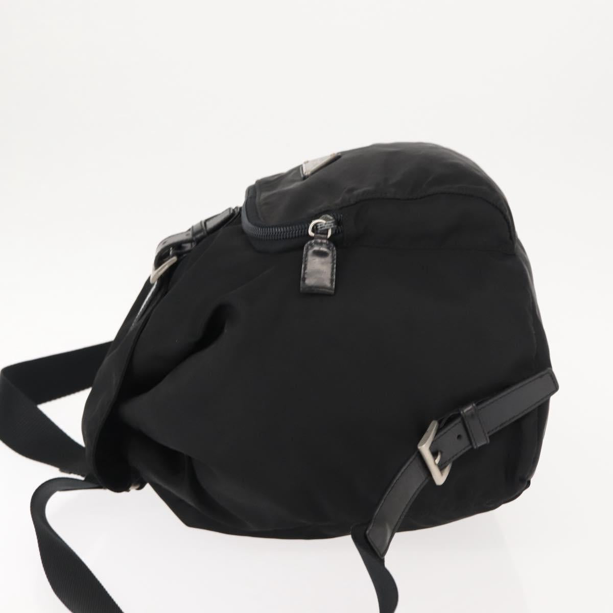 PRADA Backpack Nylon Black Silver Auth 121320