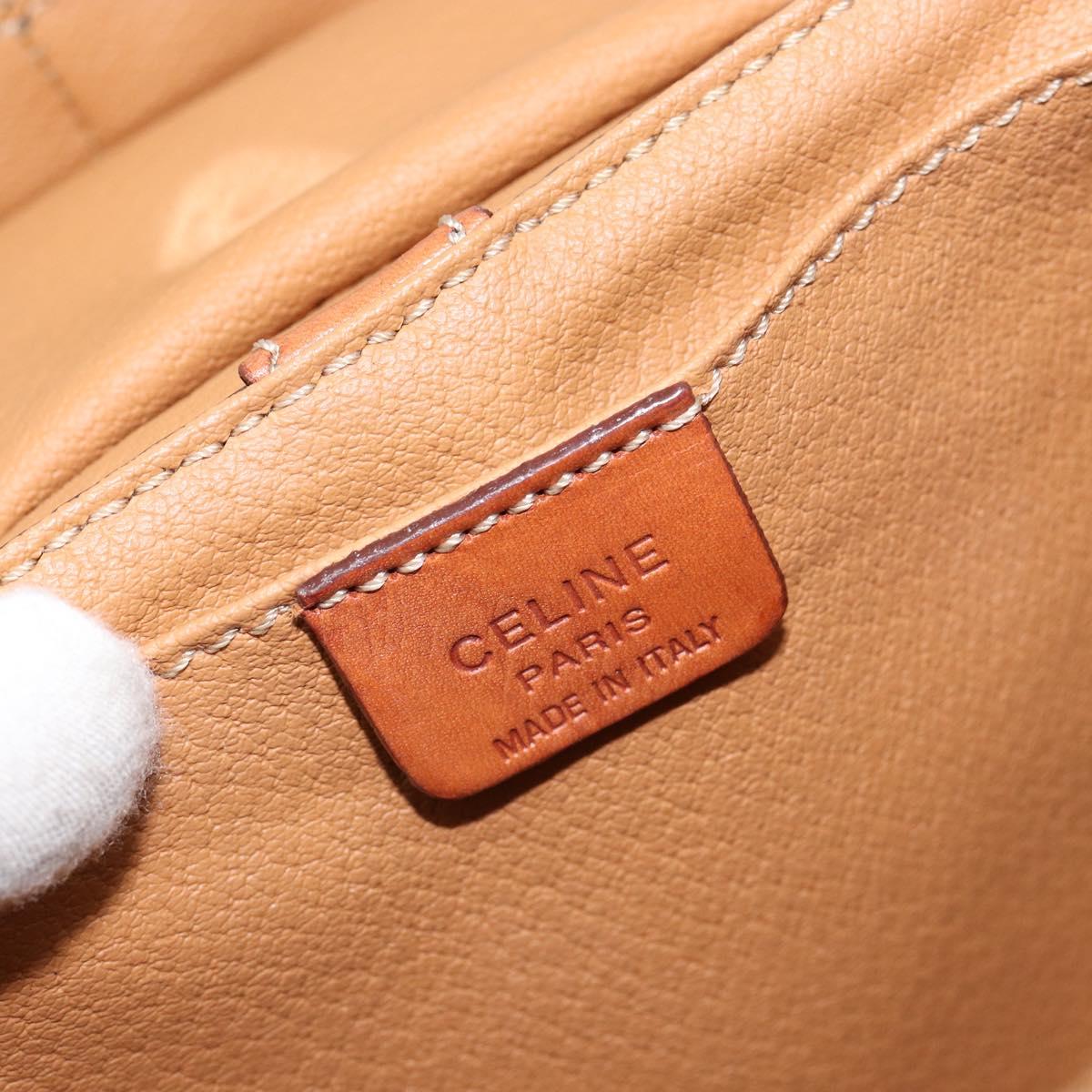 CELINE Macadam Canvas Vanity Pouch PVC Leather Brown Gold Auth 121321