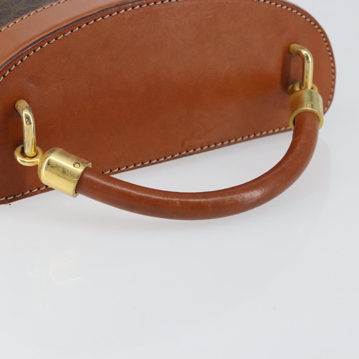 CELINE Macadam Canvas Vanity Pouch PVC Leather Brown Gold Auth 121321