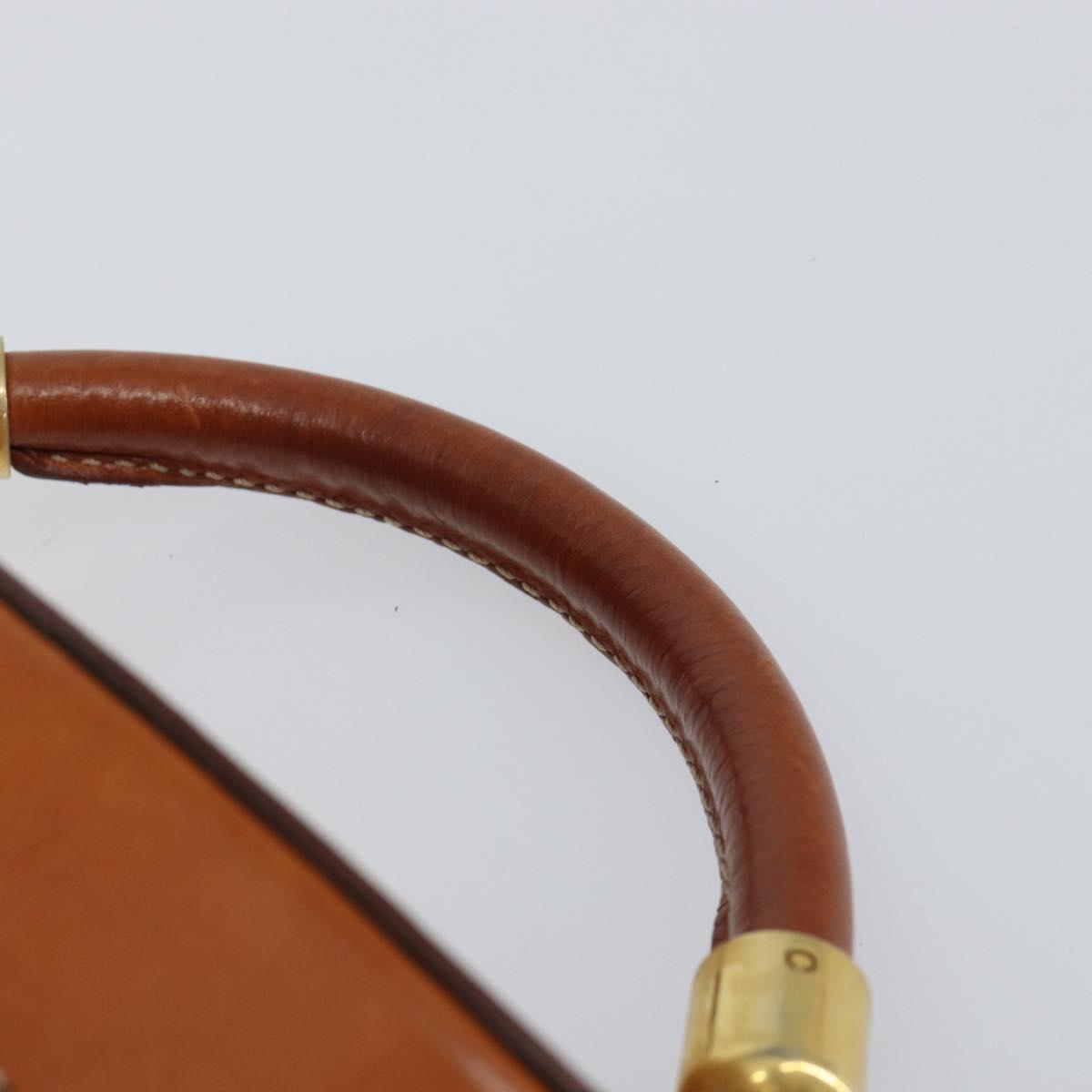 CELINE Macadam Canvas Vanity Pouch PVC Leather Brown Gold Auth 121321