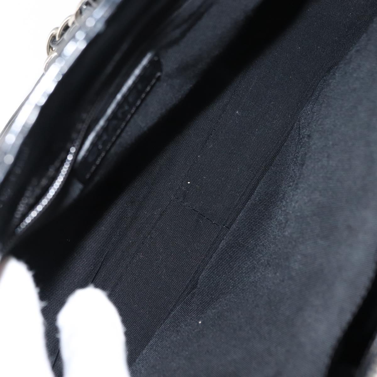 CHANEL Chain Tote Bag Enamel Black Silver CC Auth 121328V