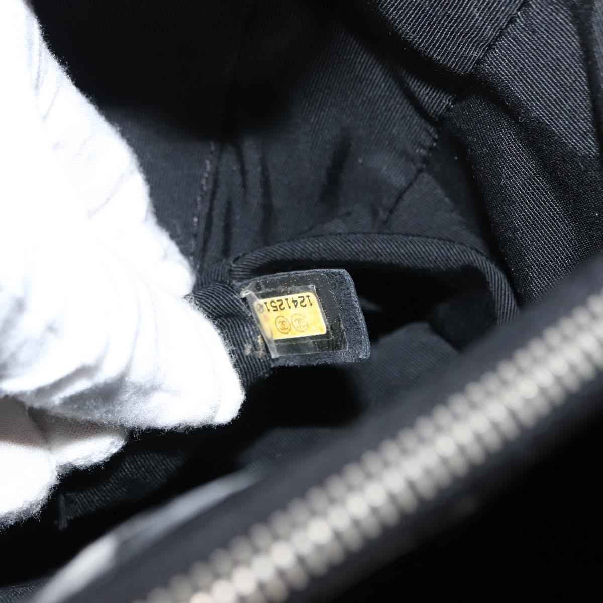 CHANEL Chain Tote Bag Enamel Black Silver CC Auth 121328V