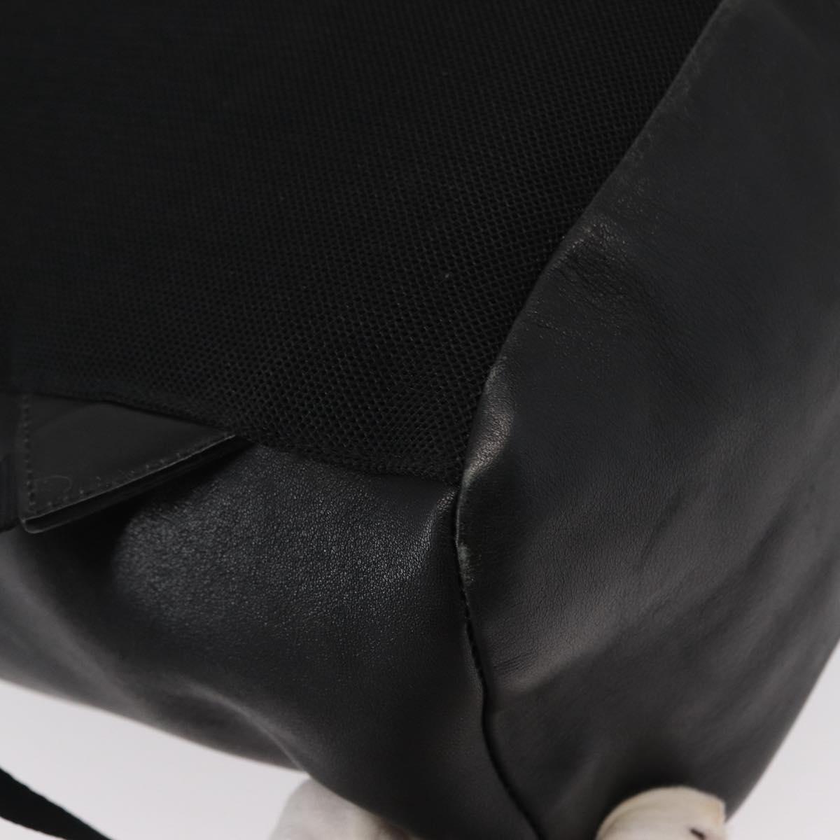 PRADA Backpack Leather Black Silver Auth 121332