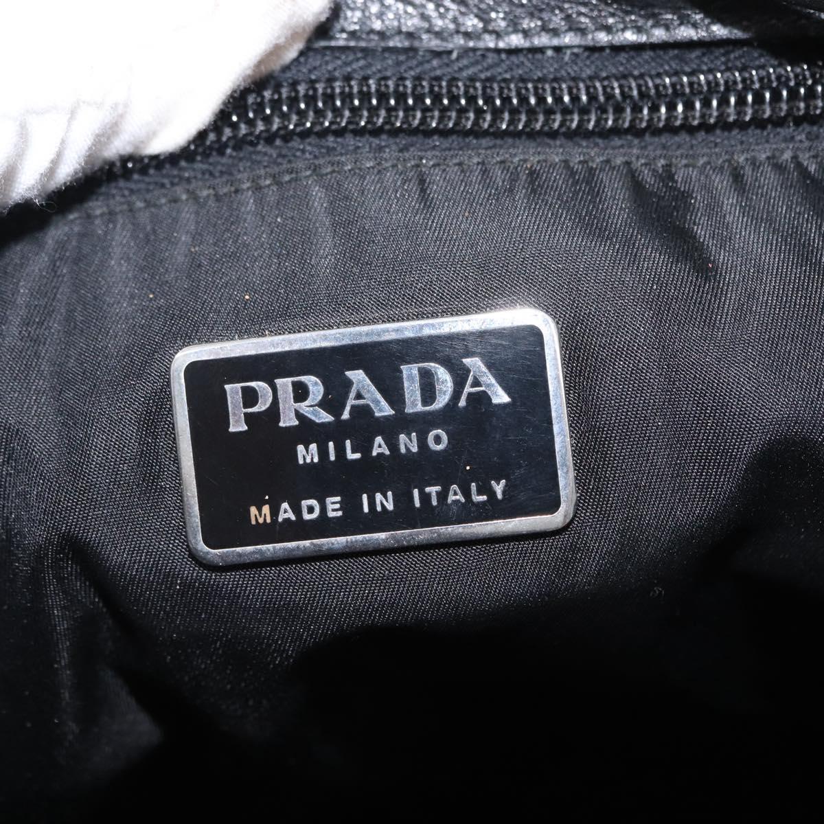 PRADA Backpack Leather Black Silver Auth 121332