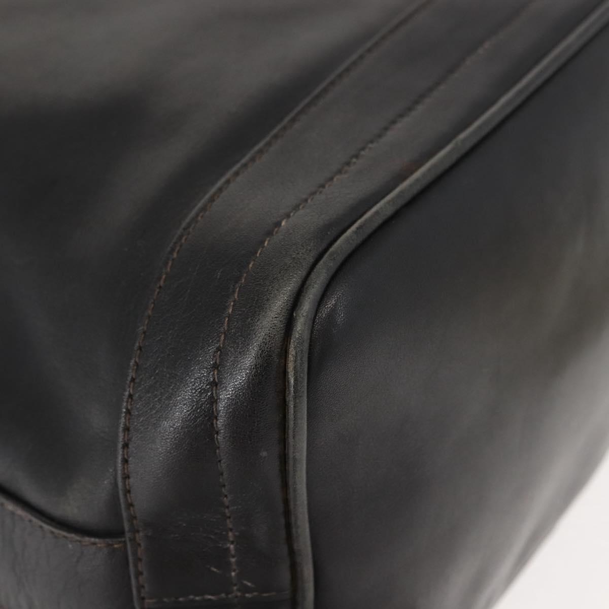 GUCCI Shoulder Bag Leather Black Gold Auth 121343