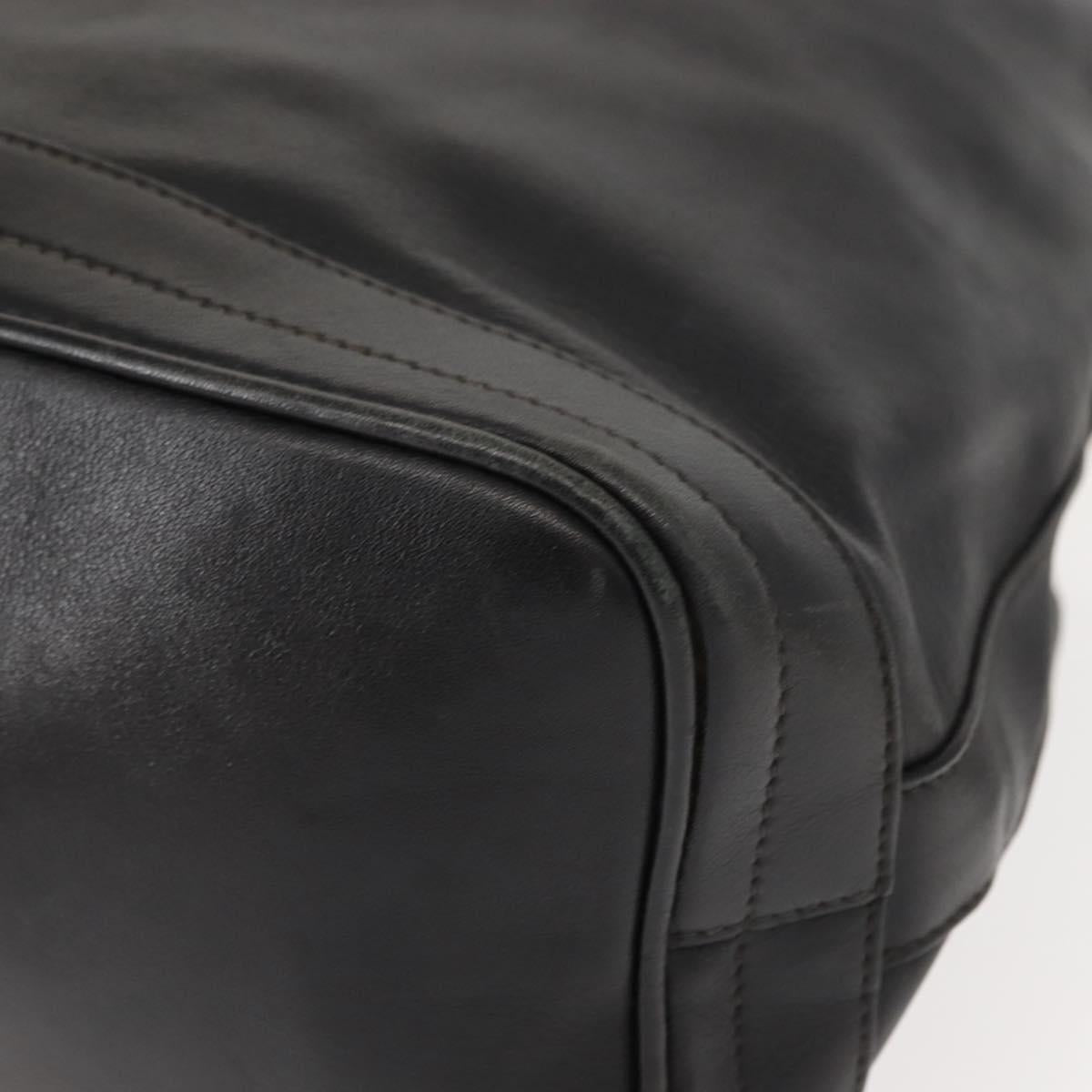 GUCCI Shoulder Bag Leather Black Gold Auth 121343